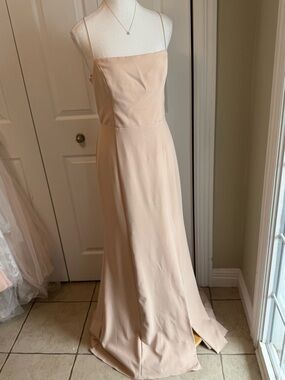 Amsale Soft Fawn Crepe Strapless Slip Gown